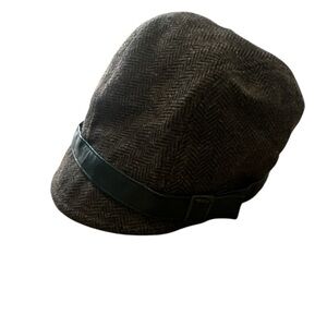 Wool Brown Herringbone Cap